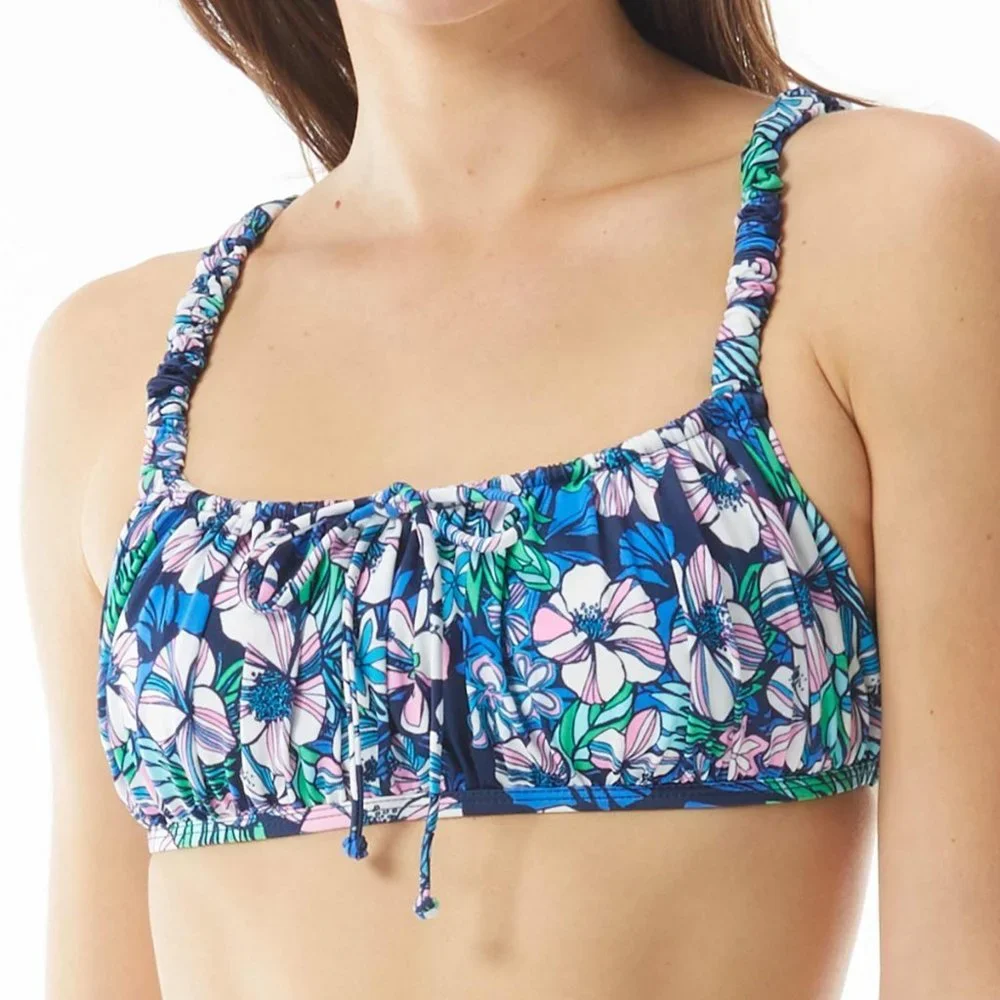 Sundazed Ledia Floral-Print Shirred Bikini Top 36B/C - Picture 1 of 8